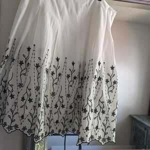 White skirt with black floral embroidery size 10